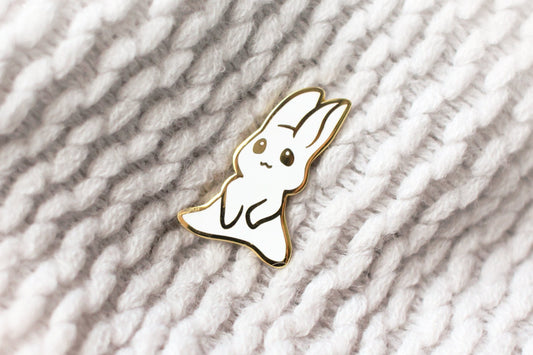 Cute White Rabbit | Bunny Collectors Gold Hard Enamel Pin Badge | Kawaii Aesthetic Birthday Gift for Her | Christmas Present