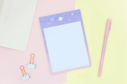 Minimalist Space | A6 Notepad | Notes | Galaxy Stars Art | Cute Stationery | 50 Pages | Miamouz