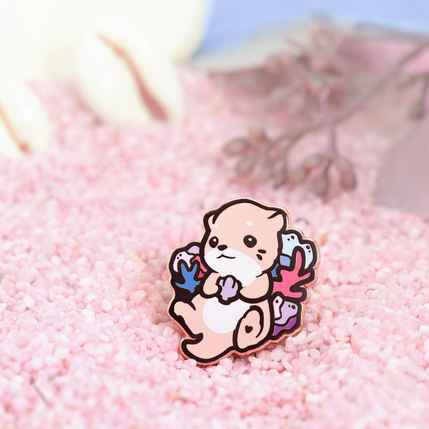 Cute Otter Pin | Mink Collectors Hard Enamel Pin Badge | Kawaii Aesthetic Birthday Gift for Her | Christmas Present Active