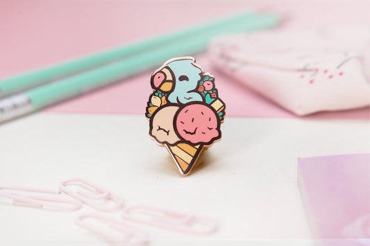 Summer Ice Cream | Toucan Parrot Pin | Summer Collectors Hard Enamel Pin Badge | Kawaii Aesthetic Birthday Gift for Her | Christmas Present