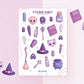 Pastel Witch Hut Stickers | A6 Matte Or Glossy Sticker Sheet | Witchcraft Vinyl Sticker Sheet | Journaling | Children Illustration | Miamouz