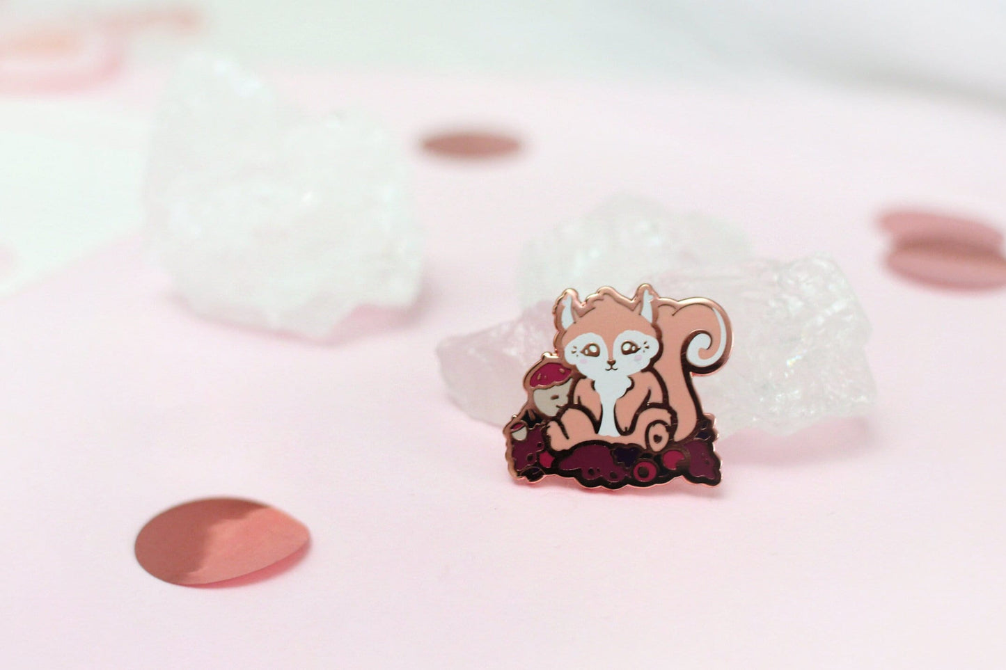 Cute Squirrel Pin | Rosegold Hard Enamel Pin | Autumn Vibes | Kawaii Aesthetic Birthday Gift for Her | Christmas Present for Him | Miamouz