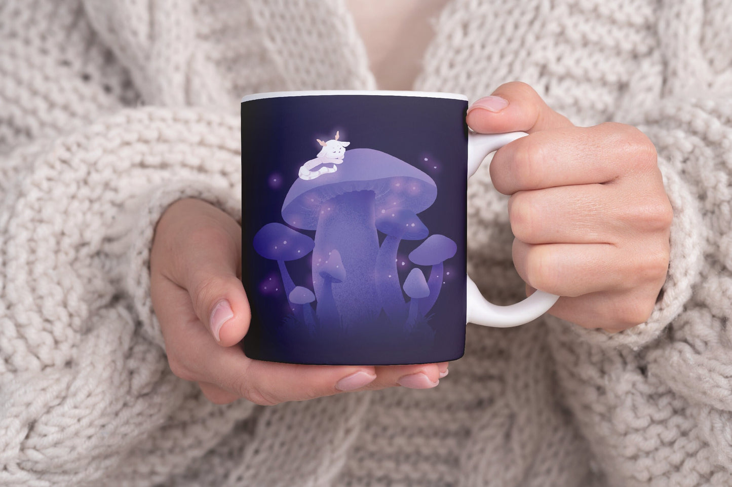 Mystical Fantasy Art Coffee Mug | Purple Magic Wood Forest | Wolpertinger Tea Mug | Miamouz