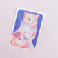 3 Cats Tiny Artwork | ATC | ACEO | Guache Painting | Interiour Decoration | Crazy Cat Lady Art | Kawaii Art Print