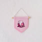 Cute Cotton Pin Banner | S 12cm x 10cm | Handmade in Germany | Baby Pink Canvas Fabric | Classic Pin Display