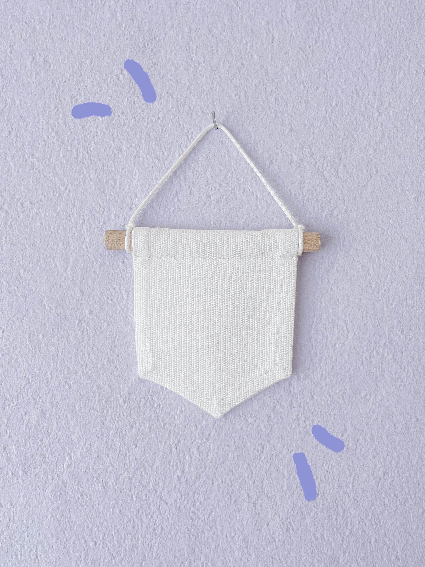 Cute Cotton Pin Banner | S 12cm x 10cm | Handmade in Germany | Off White Canvas Fabric | Classic Pin Display