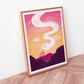 Frog & Cat Love A6 Print | Cozy and Cheerful A6 Art Print | Sunset Art | Premium Linen Cardboard | Home Decor | Wall Art | Art by Miamouz