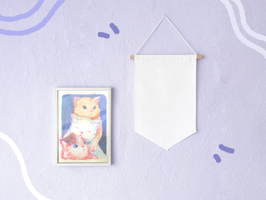 Cute Cotton Pin Banner | XL 25cm x 40cm | Handmade in Germany | White Canvas Fabric | Classic Pin Display