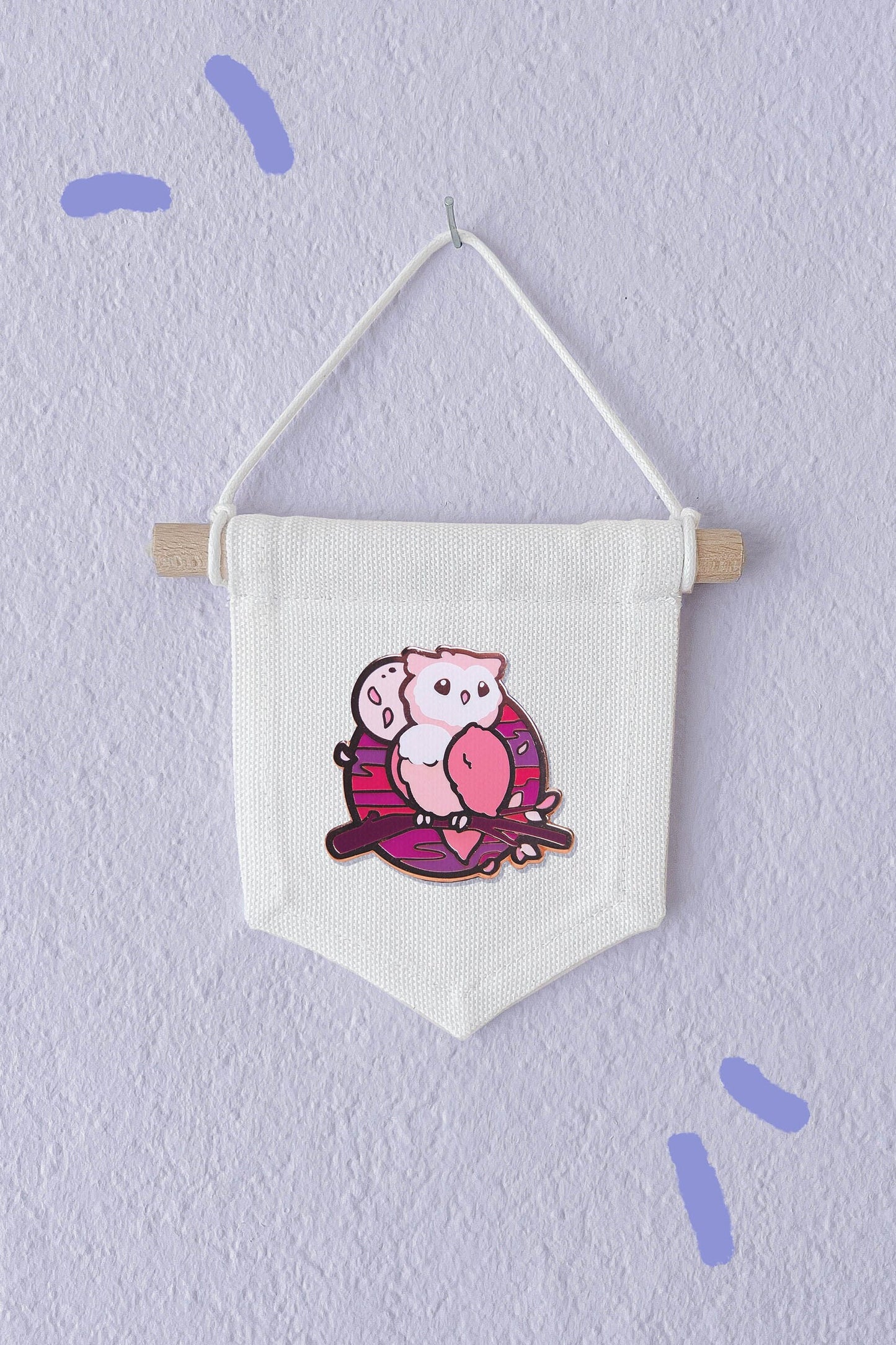 Cute Cotton Pin Banner | S 12cm x 10cm | Handmade in Germany | Off White Canvas Fabric | Classic Pin Display