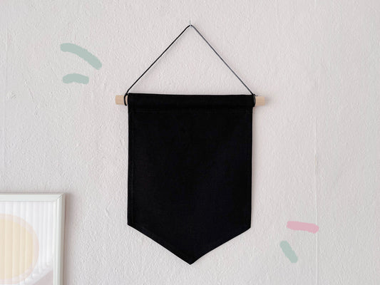 Cute Organic Cotton Pin Banner | L 21cm x 30cm | Handmade in Germany | Black Canvas Fabric | Classic Pin Display