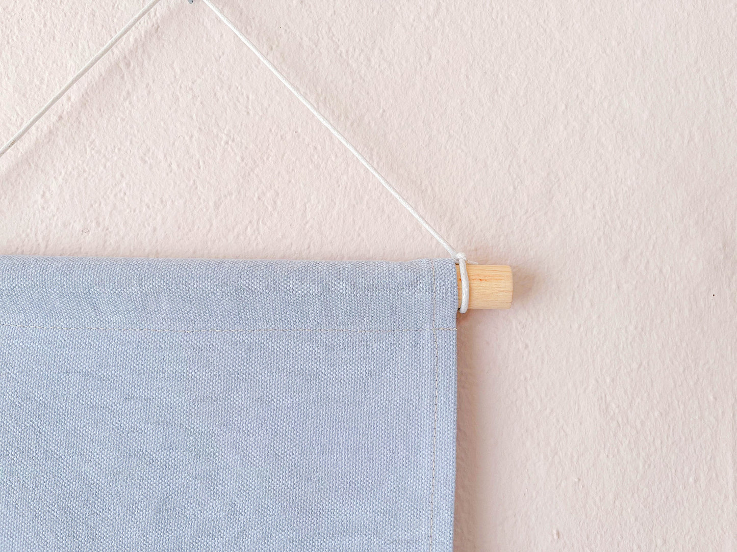 Cute Cotton Pin Banner | L 21cm x 30cm | Handmade in Germany | Light Blue Canvas Fabric | Classic Pin Display