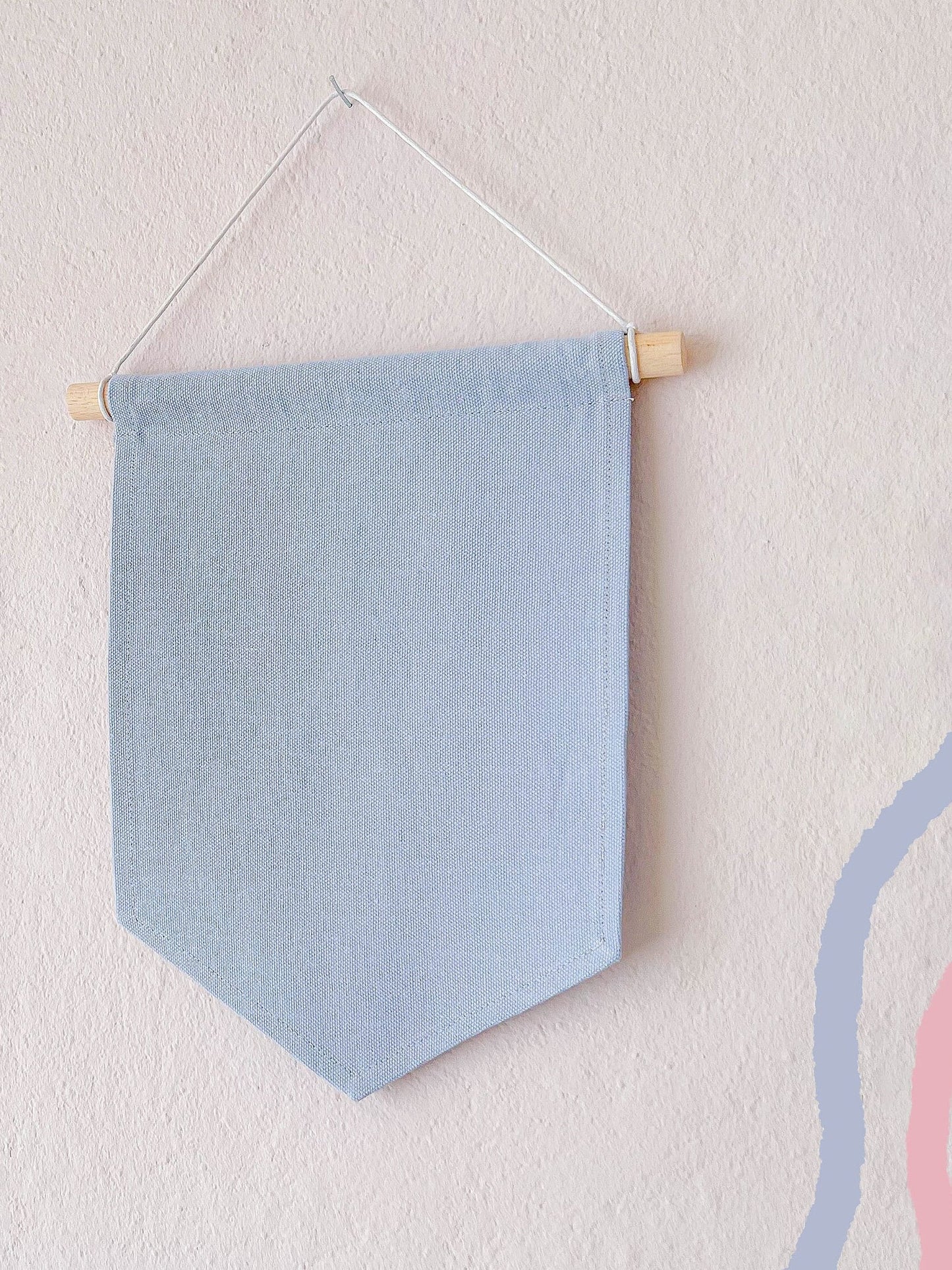 Cute Cotton Pin Banner | L 21cm x 30cm | Handmade in Germany | Light Blue Canvas Fabric | Classic Pin Display