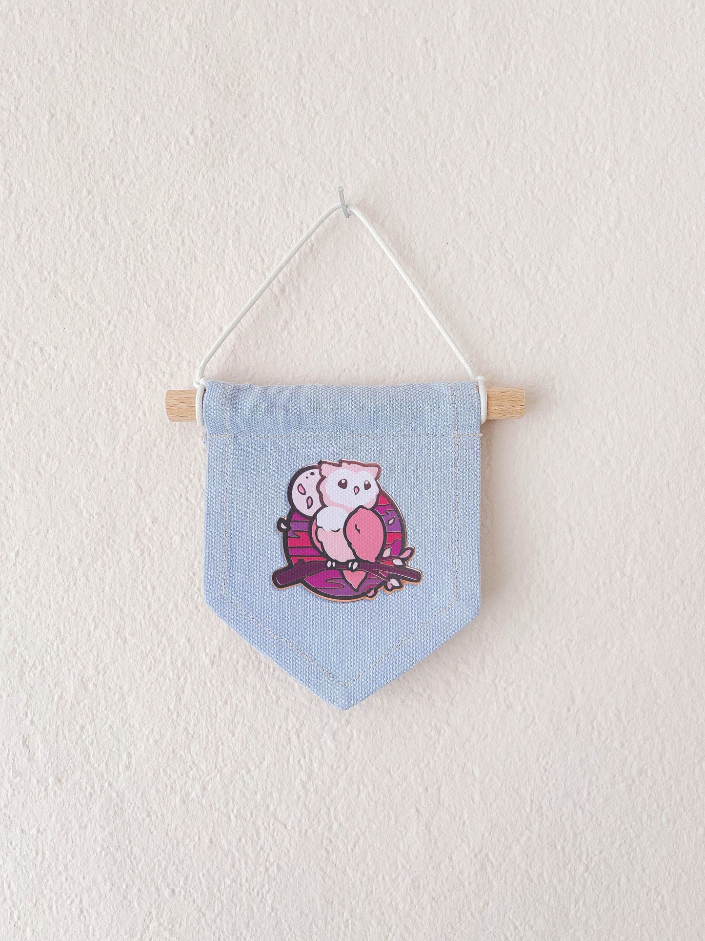 Cute Cotton Pin Banner | S 12cm x 10cm | Handmade in Germany | Baby Blue Canvas Fabric | Classic Pin Display