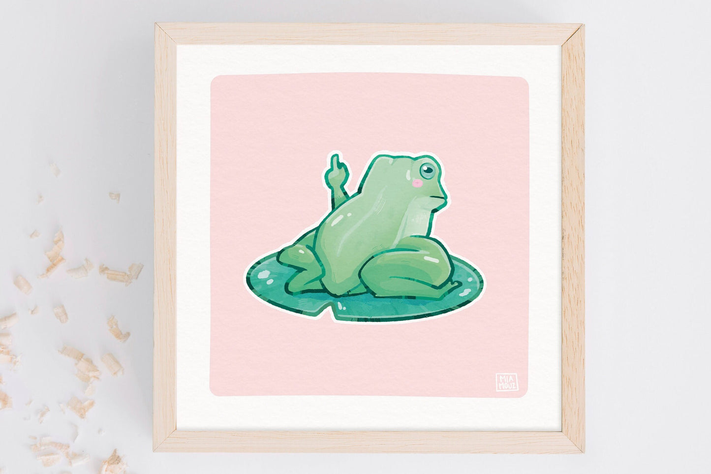 Frog Off 15x15 Artprint | Pastel Square Art Print | Fuck You Room Art | Premium Linen Cardboard | Home Decor | Wall Art | Art by Miamouz