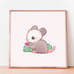 Opossum 15x15 Artprint | Pastel Square Art Print | Children Room Art | Premium Linen Cardboard | Home Decor | Wall Art | Art by Miamouz